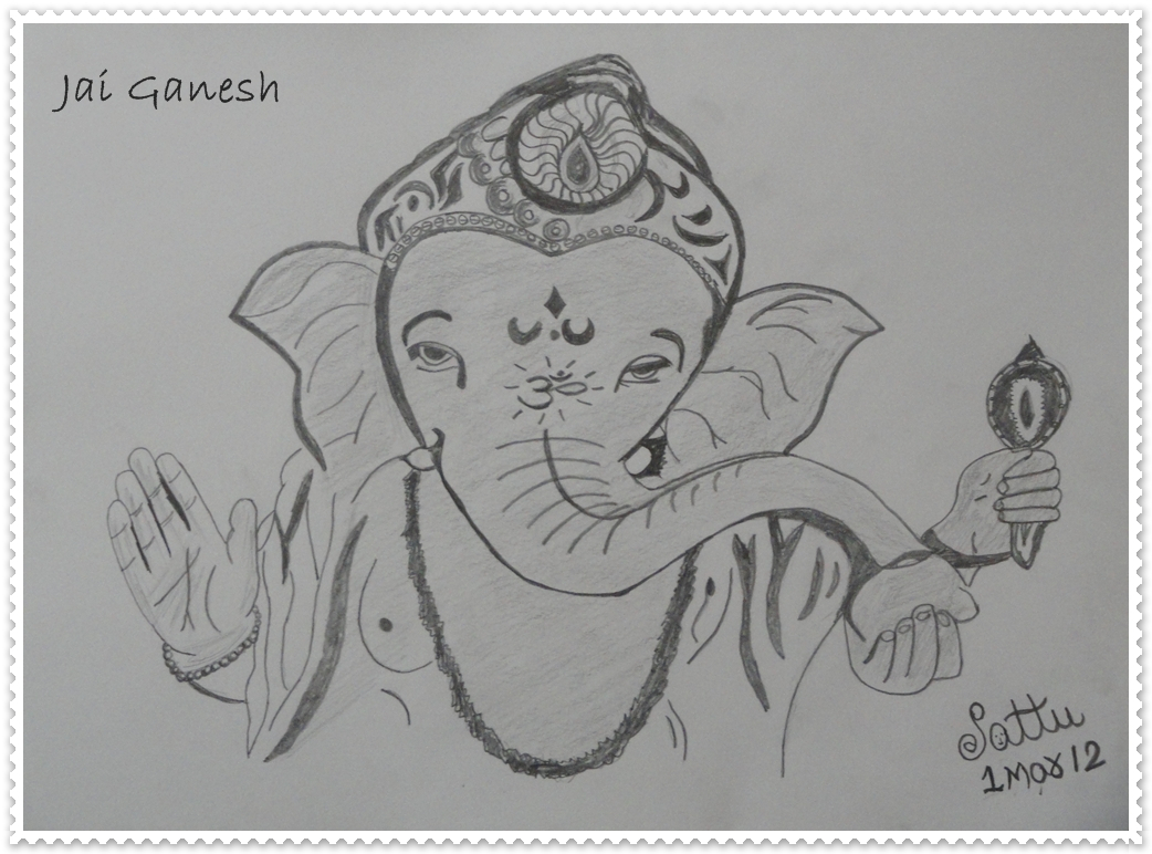1042x772 God Images As Pencil Sketch Pencil Sketch Of God Ganesha - Drawing Of God Ganesha