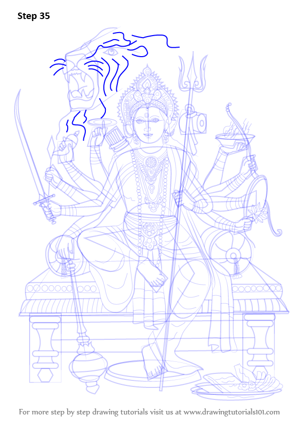 598x844 Learn How To Draw Durga Maa - Drawing Of Goddess Durga