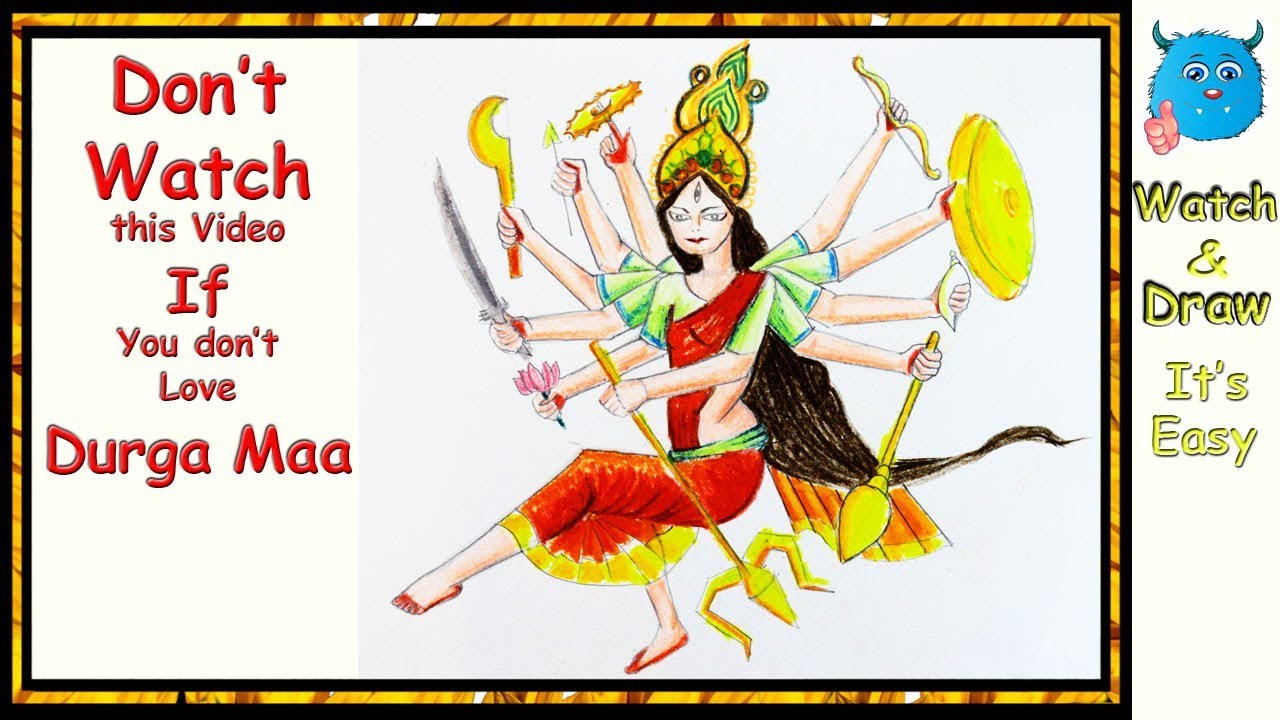 Easy Drawing Of Durga Maa For Kids