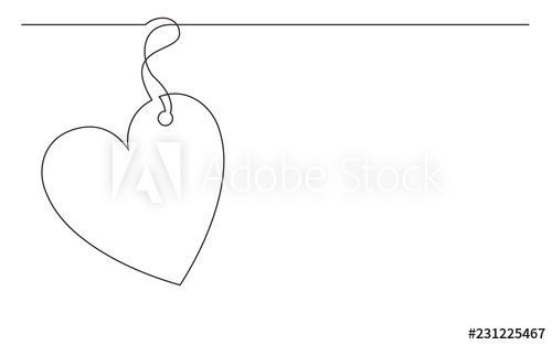 500x313 Continuous Line Drawing Of Heart Sign Label - Drawing Of Heart With Labels