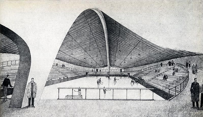 800x460 eero saarinen yale ice hockey rink sketches renderings - Drawing Of Ice Hockey Rink