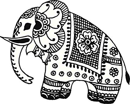 425x343 Pretty Tribal Boho Pattern Pen Art Cartoon Drawing - Drawing Of Indian Elephant