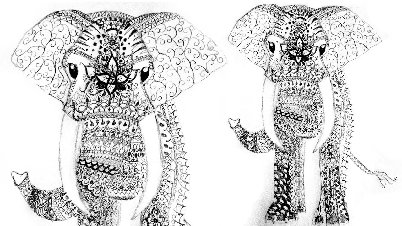 1280x720 Elephant Drawing Timelapse - Drawing Of Indian Elephant