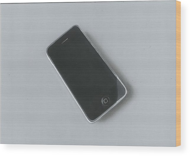 643x527 realistic drawing of iphone wood print - Drawing Of Iphone