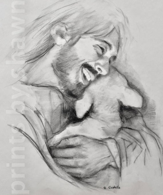 570x684 jesus laughing etsy - Drawing Of Jesus Laughing