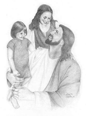 356x478 Jesus With Toddlers Smiling - Drawing Of Jesus Laughing