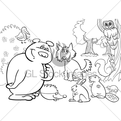 500x500 jungle animals coloring pages, wild animals coloring book cliparts - Drawing Of Jungle With Animals
