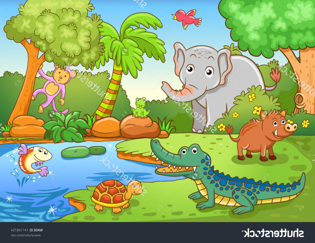 Drawing Of Jungle With Animals ~ Jungle Drawing Photo | Bocadowasubo