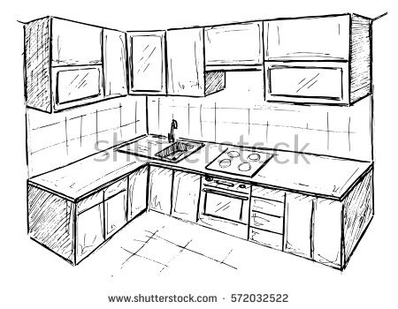 Drawing Of Kitchen At Paintingvalleycom Explore