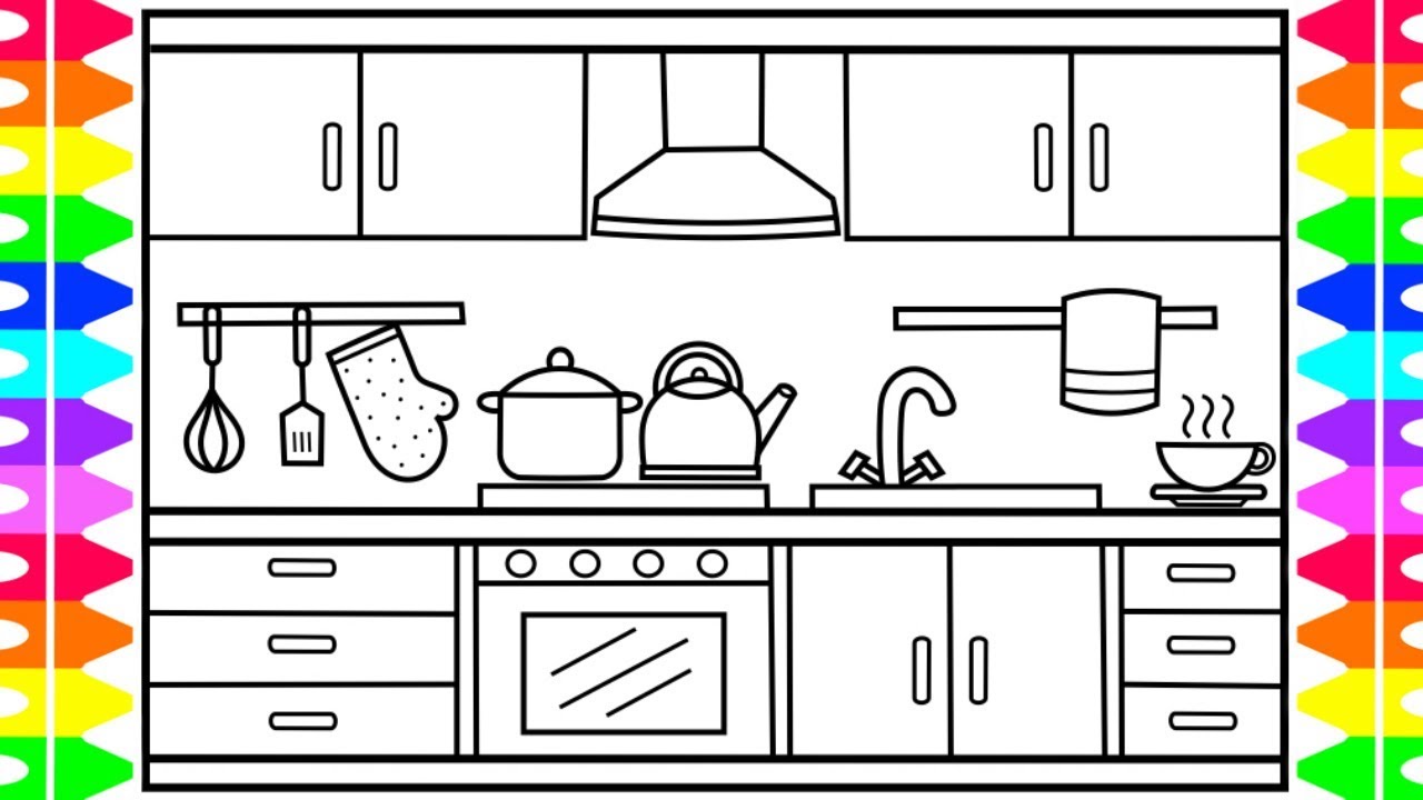 Drawing Of Kitchen at PaintingValley.com | Explore collection of ...