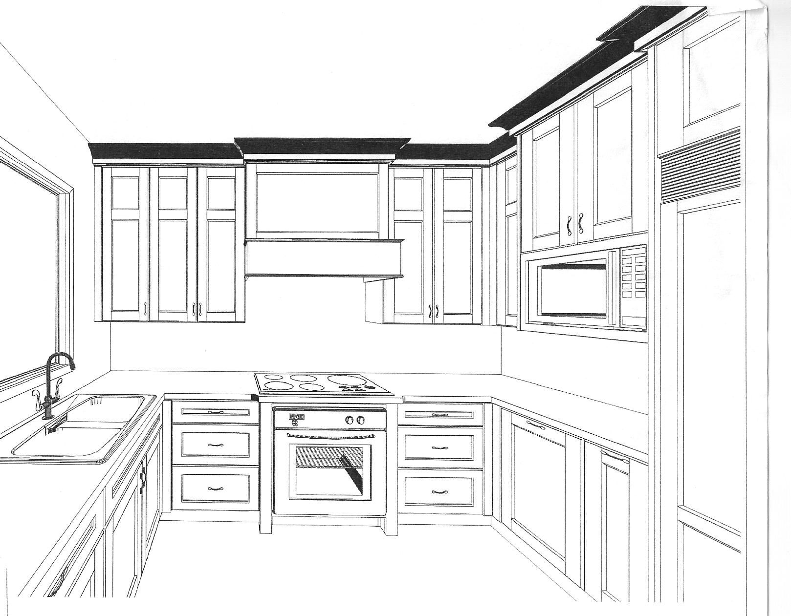 1618x1261 Draw Kitchen Cabinets Drawing Images Cabinet Design Your Own - Drawing Of Kitchen