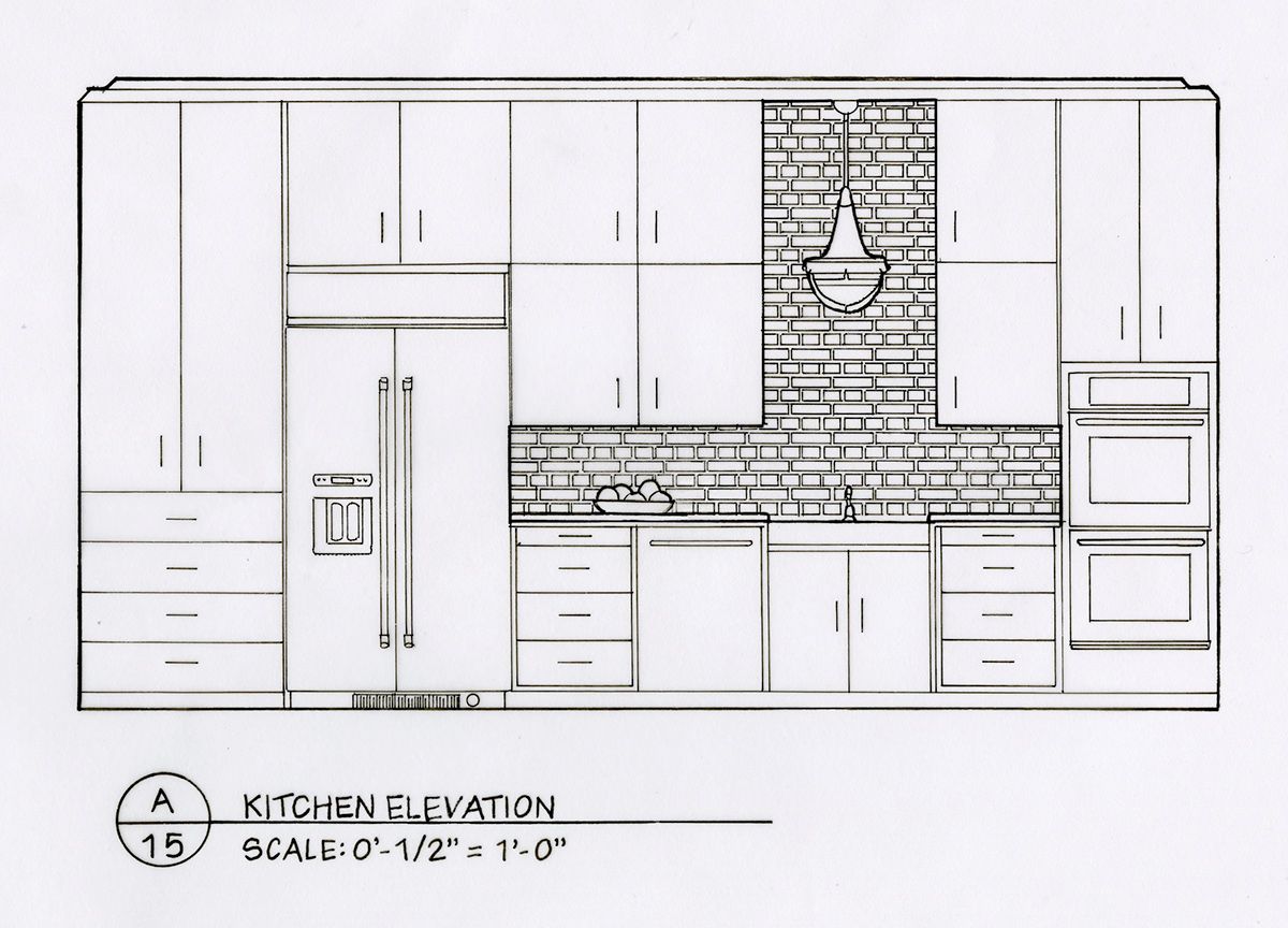 1200x864 Detailed Elevation Drawings Kitchen, Bath, Bedroom On Behance - Drawing Of Kitchen