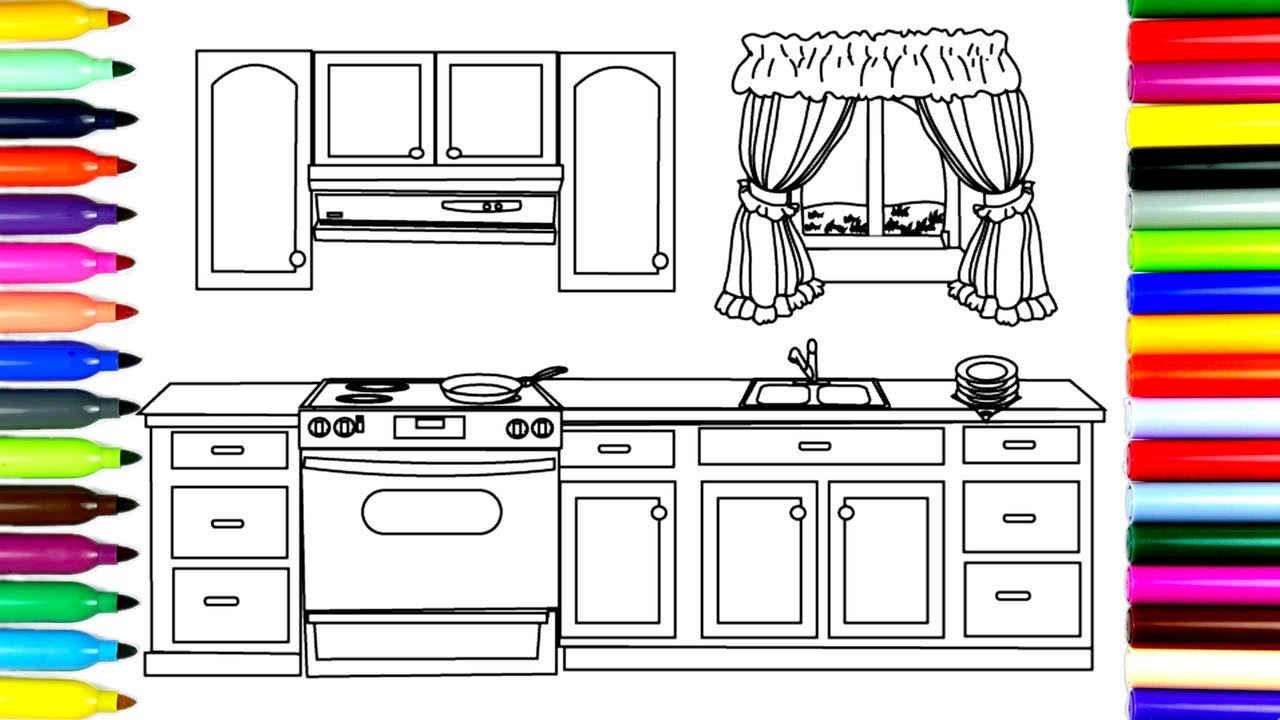 Как рисовать детскую кухню
