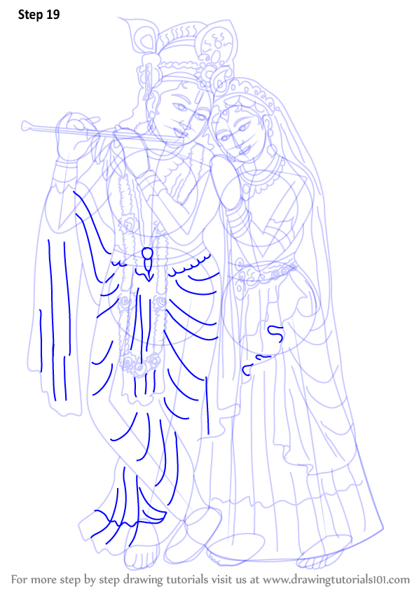 598x844 learn how to draw krishan with radha - Drawing Of Krishna And Radha