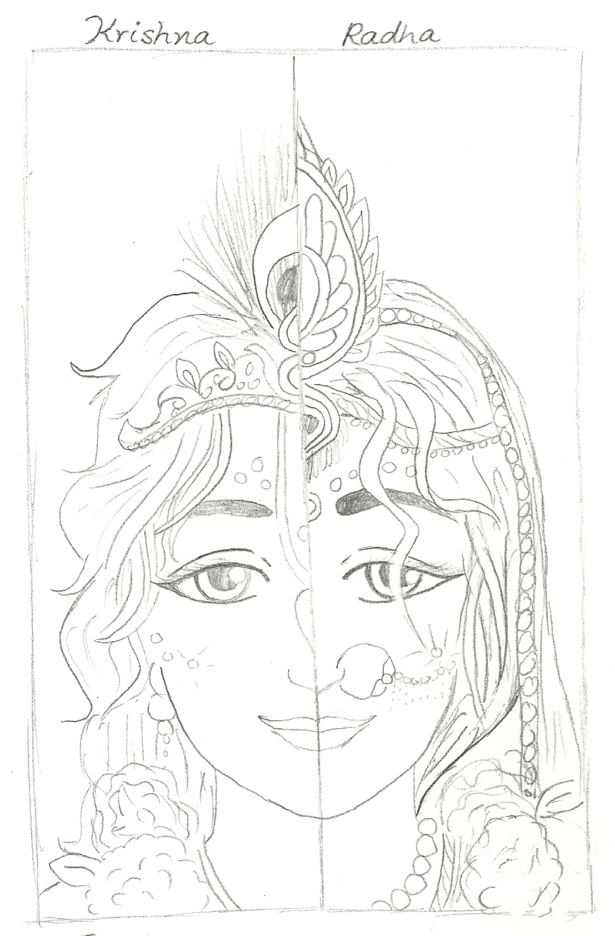 861x1311 learn to draw project categories radha madhav dham - Drawing Of Krishna And Radha