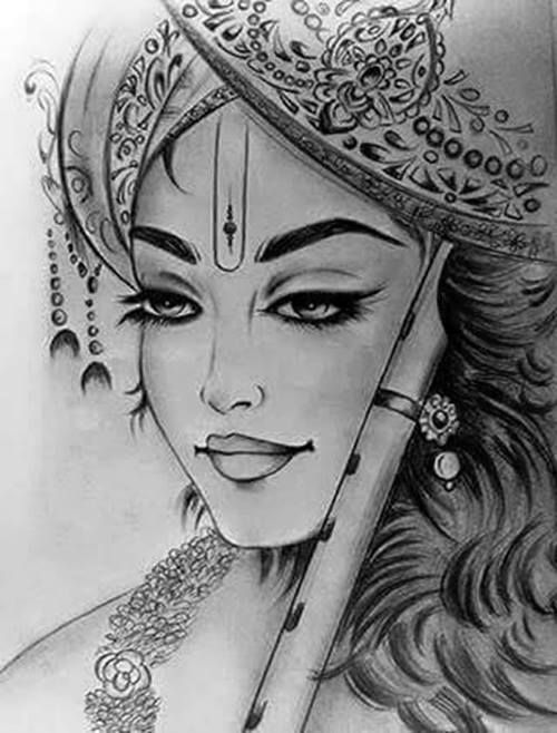 500x658 Indian Beauty In Arte Indio - Drawing Of Krishna And Radha