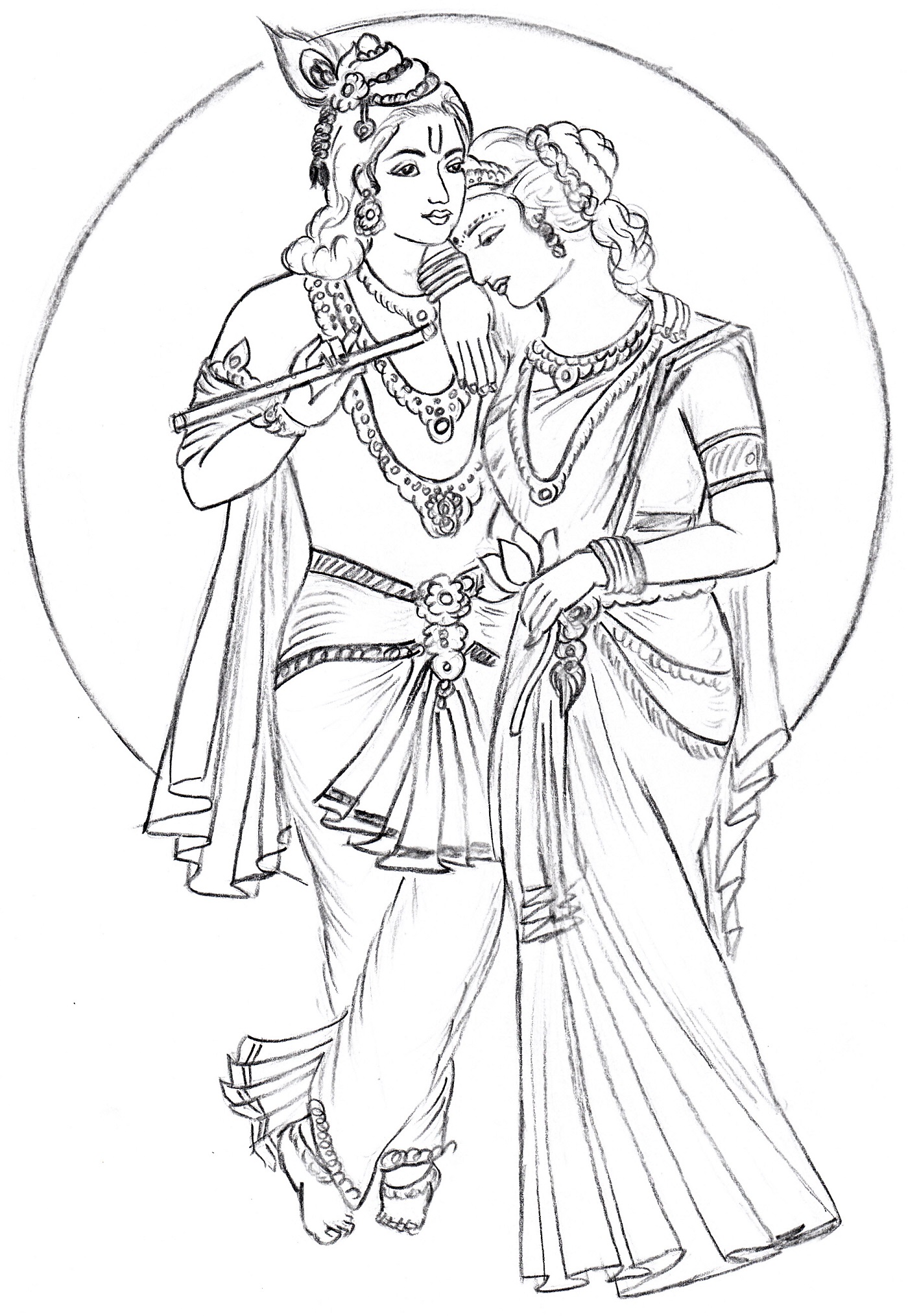 Drawing Of Krishna And Radha at Explore collection