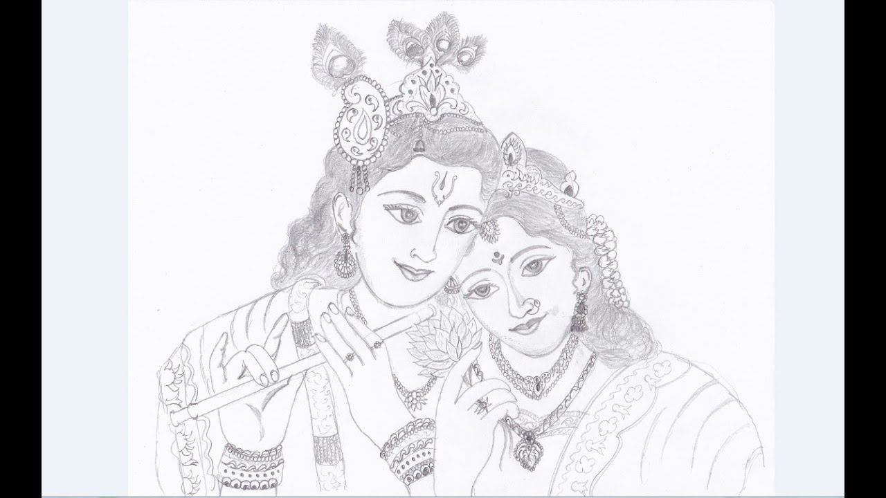 1280x720 drawing krishna and radha - Drawing Of Krishna And Radha