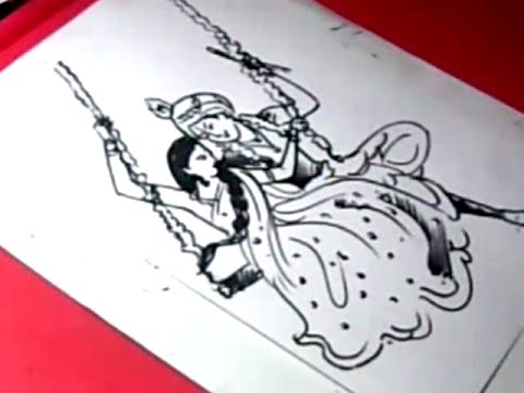 480x360 how to draw lord radha krishna drawing for kids - Drawing Of Krishna And Radha