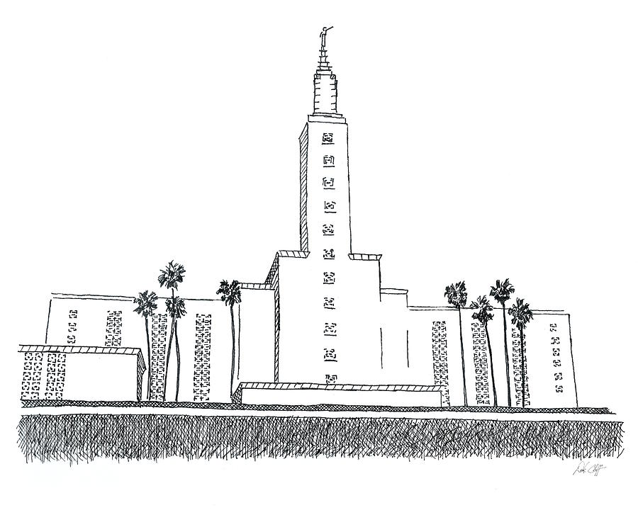 900x720 los angeles lds temple ink drawing drawing - Drawing Of Los Angeles