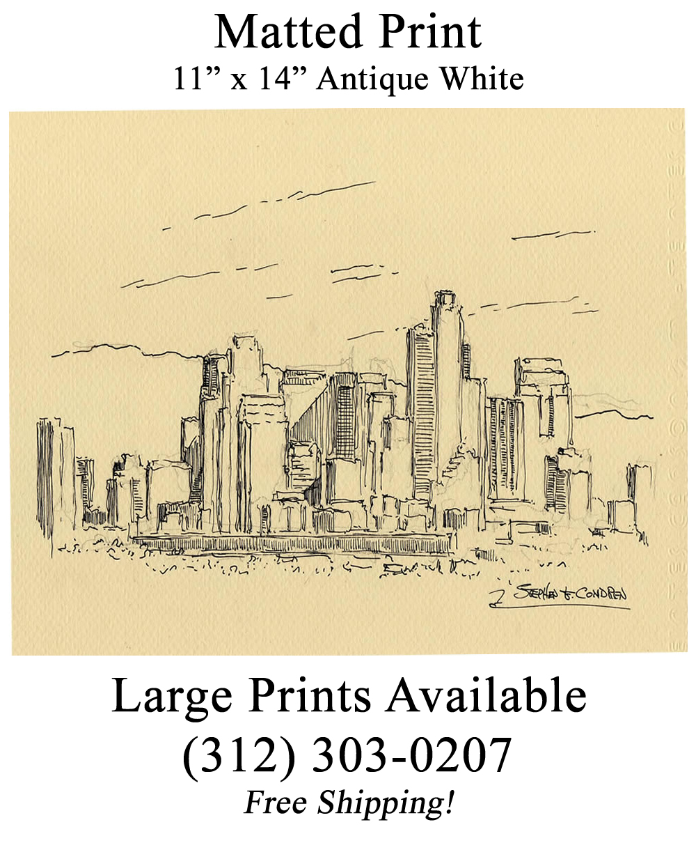 1000x1210 los angeles skyline pen ink drawing of downtown skyscrapers - Drawing Of Los Angeles