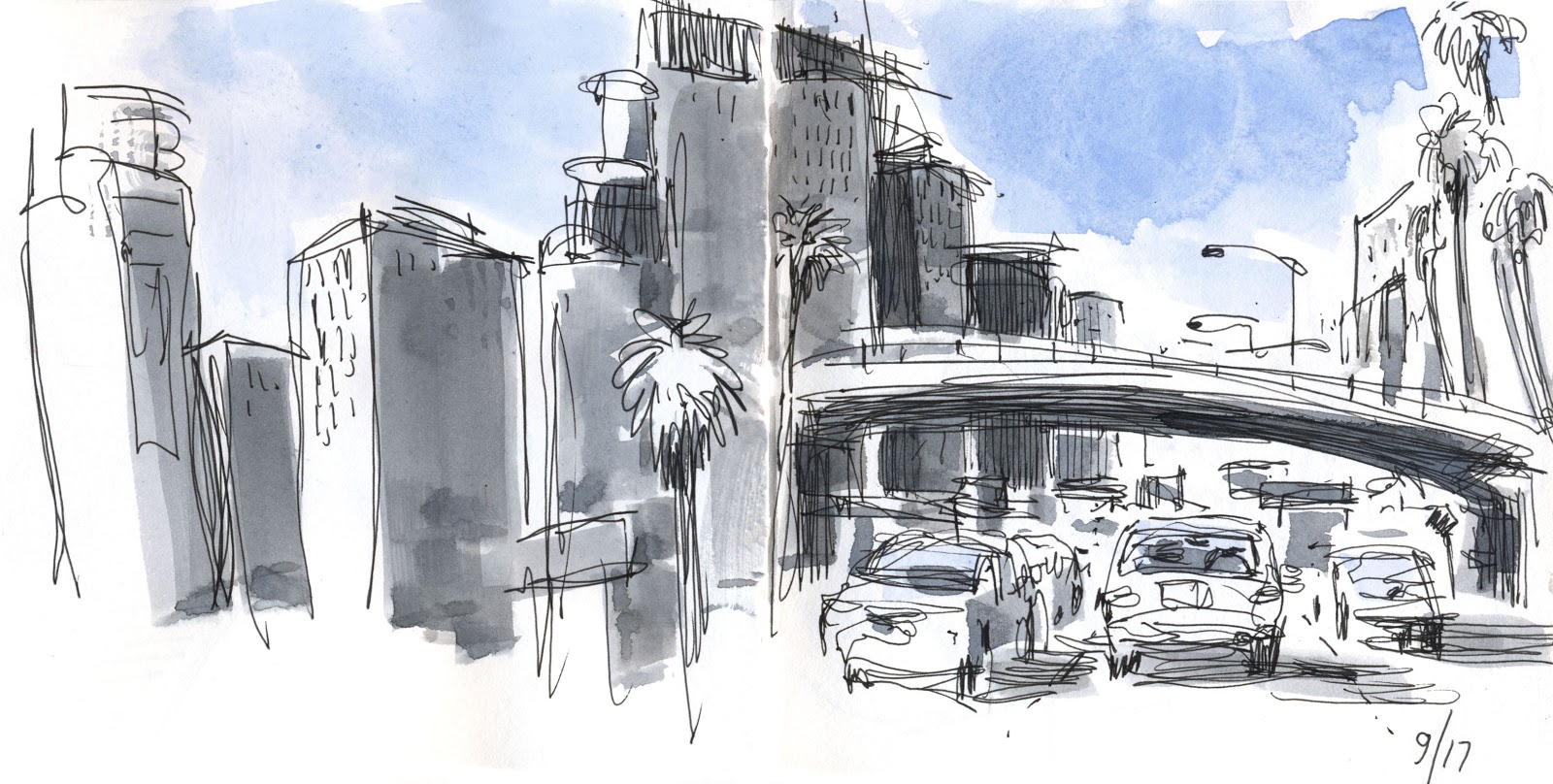 1600x808 works in progresson location drawing on the road - Drawing Of Los Angeles