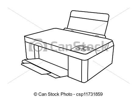 450x318 Drawing All In One Printer On A White Background - Drawing Of Printer