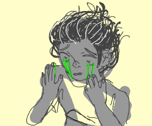 300x250 Someone Crying Green Drawing - Drawing Of Someone Crying