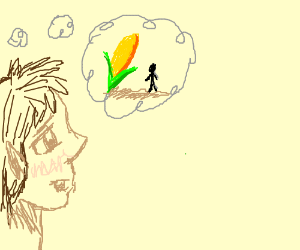 300x250 Someone Thinking Of A Giant Piece Of Corn Drawing - Drawing Of Someone Thinking