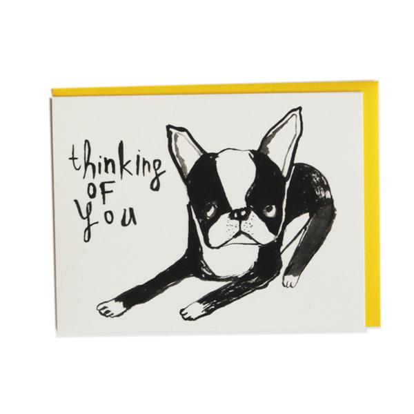 600x600 Thinking Of You Boston Greeting Card I Must Draw - Drawing Of Someone Thinking