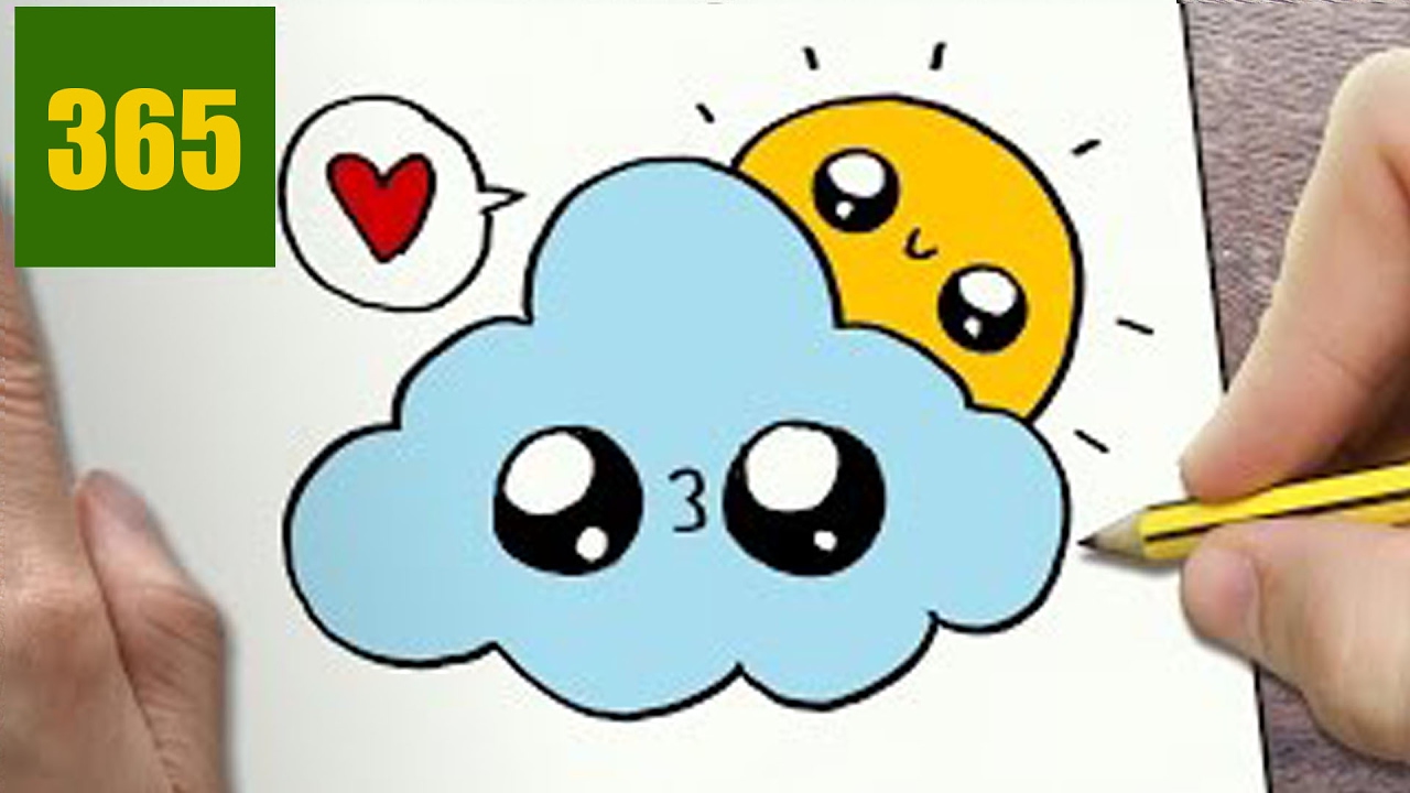 1280x720 How To Draw A Cloud And Sun Cute, Easy Step - Drawing Of Sun And Clouds