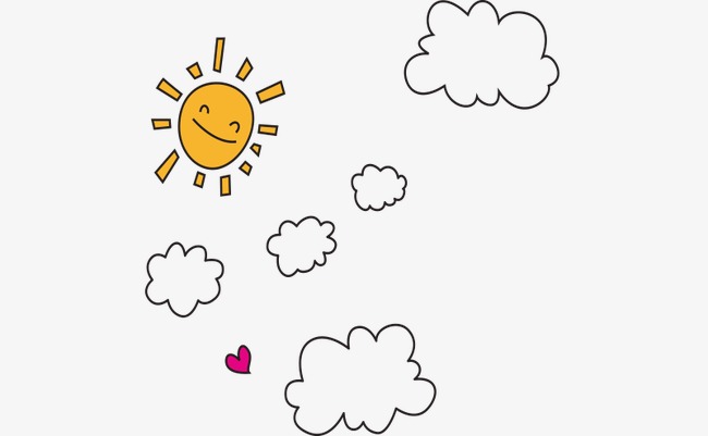 650x401 Vector Cartoon Children Drawing The Sun Clouds, Cartoon Vector - Drawing Of Sun And Clouds