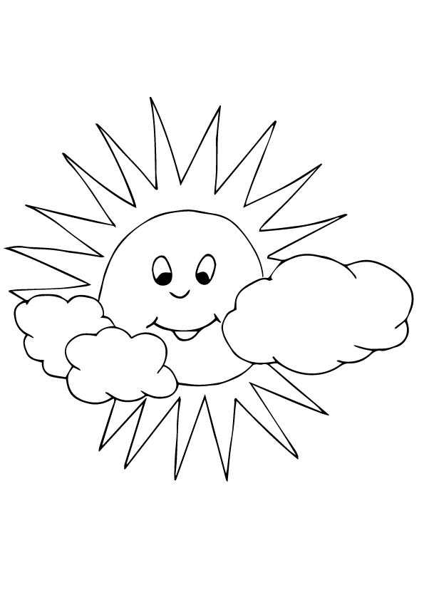 595x842 Color Pages Clouds - Drawing Of Sun And Clouds