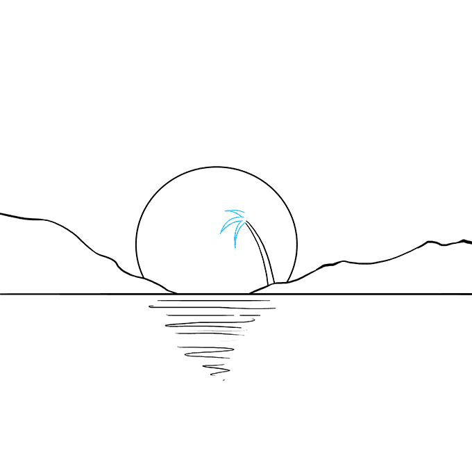 680x678 How To Draw A Sunset - Drawing Of Sunset In Hills