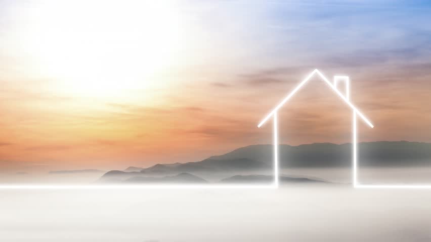 852x480 Conceptual Home House Icon Drawing Stock Footage Video - Drawing Of Sunset In Hills