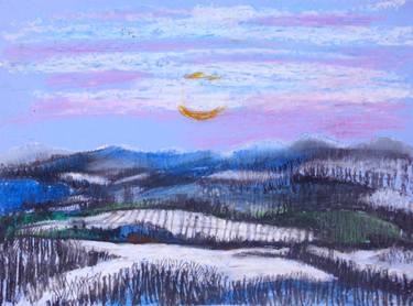 375x278 Sunset Drawing - Drawing Of Sunset In Hills