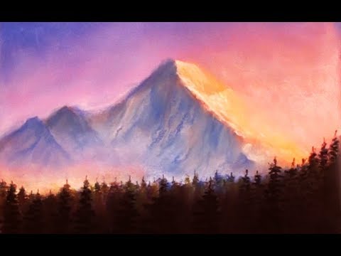 480x360 Sunset Mountains Drawing With Soft Pastels Dilip Realistic - Drawing Of Sunset In Hills