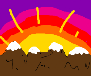 300x250 Sunset Over Hills Drawing - Drawing Of Sunset In Hills