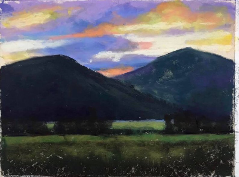 794x588 The Valley - Drawing Of Sunset In Hills