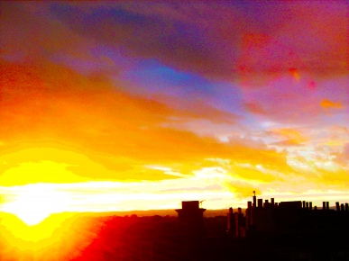 387x290 Draw International - Drawing Of Sunset In Hills