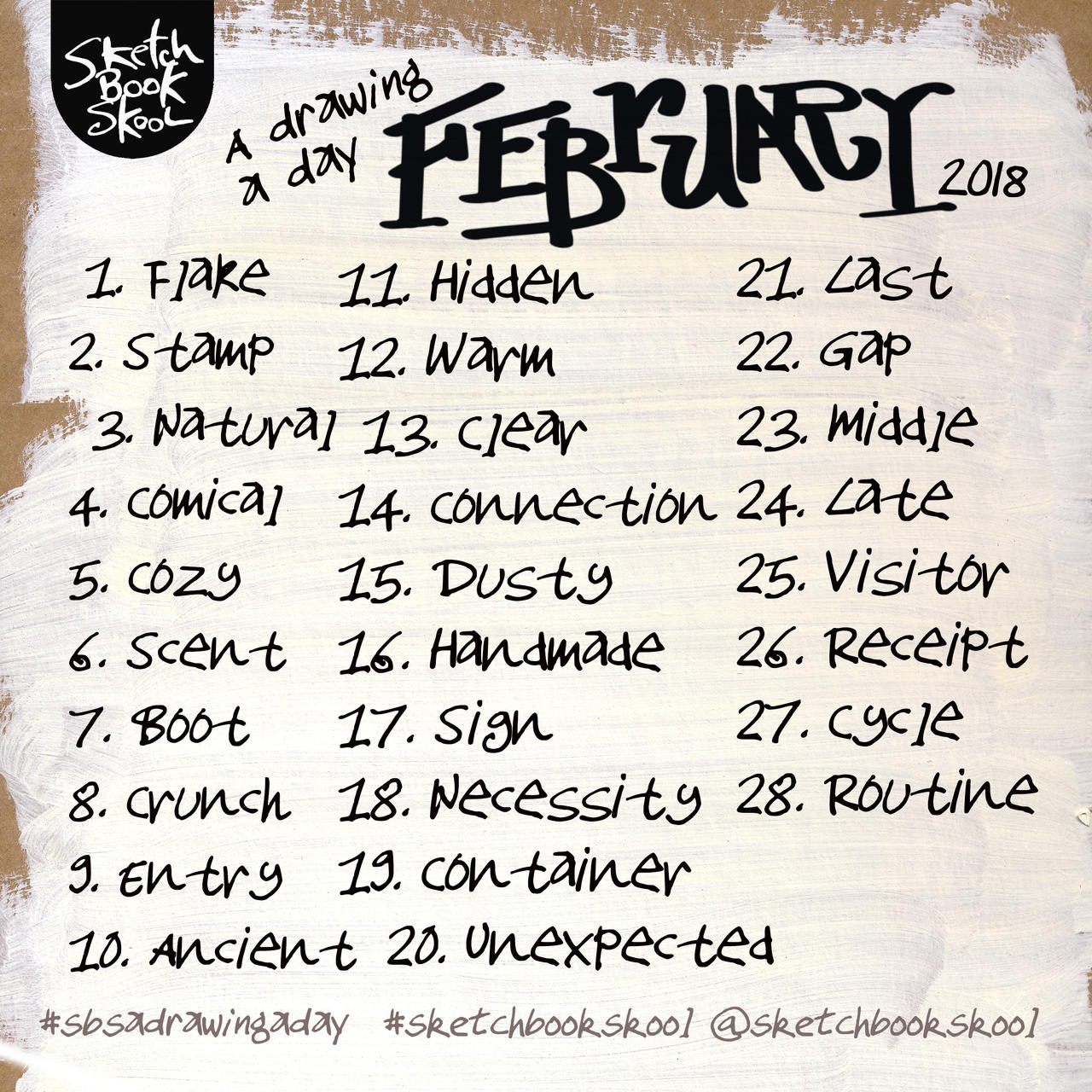 1280x1280 a drawing a day february drawing word prompt list - Drawing Of The Day