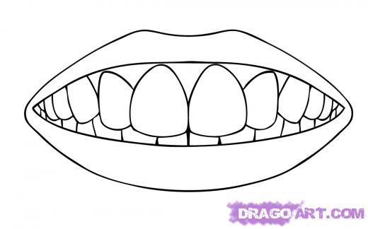 520x324 Learn How To Draw Teeth, Mouth, People, Free Step - Drawing Of The Teeth