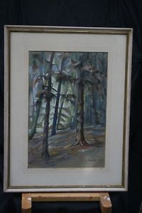 200x300 Original Oil Pastel Drawing Of Church Woods In Smalley - Drawing Of The Woods