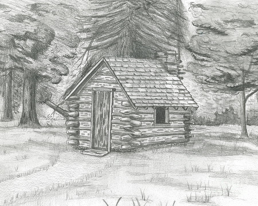 900x720 Cabin In The Woods Drawing - Drawing Of The Woods