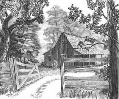 400x332 Cabin In The Woods Woodburning Drawings, Sketches, Pencil Drawings - Drawing Of The Woods