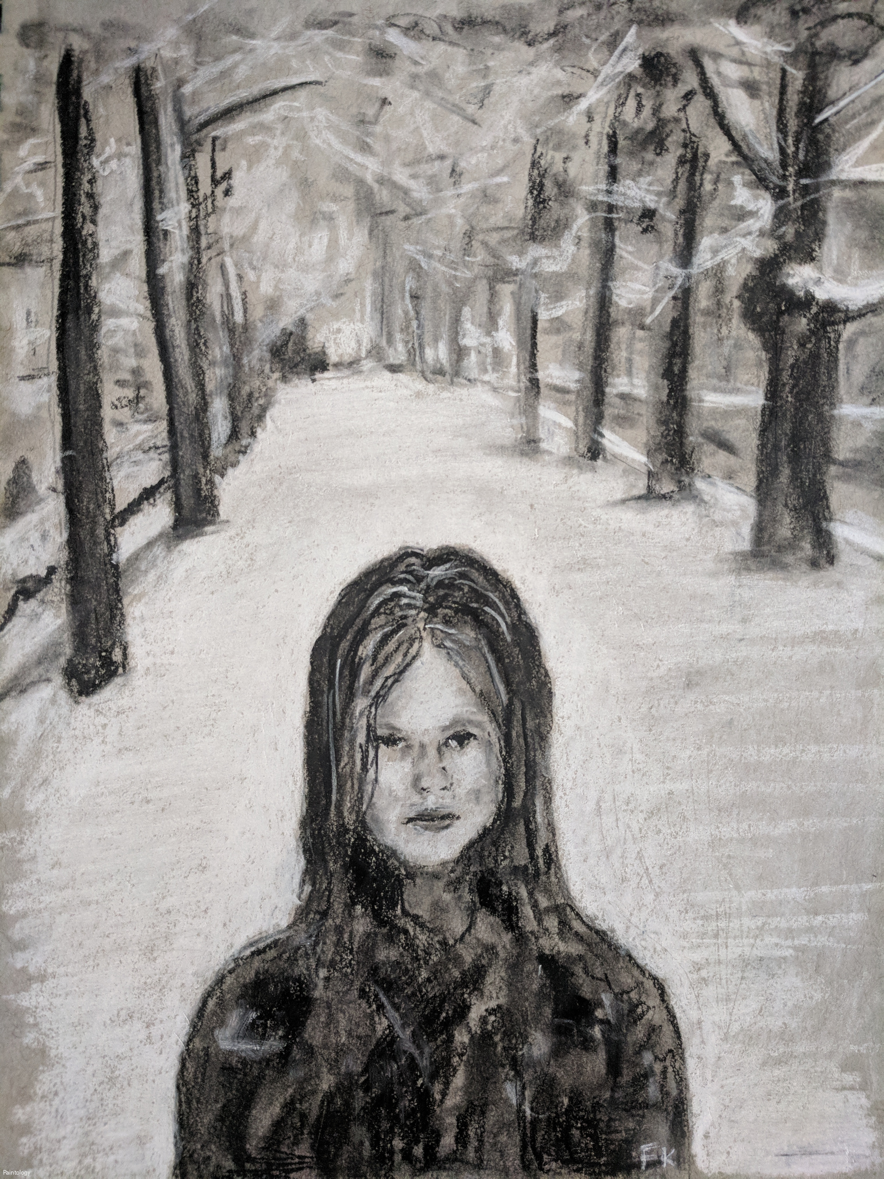 3036x4048 Charcoal Woman Of The Woods Art Site - Drawing Of The Woods