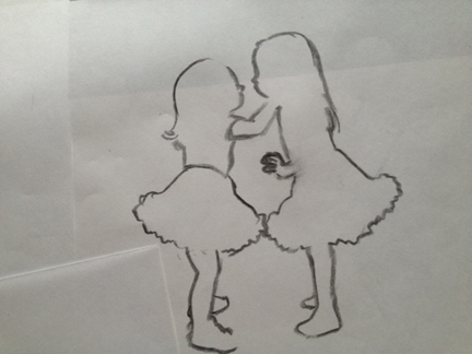 432x324 sisters pencil drawing - Drawing Of Two Sisters