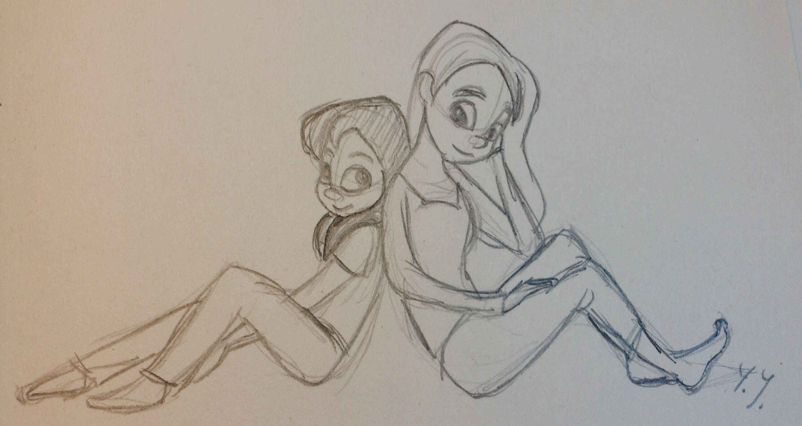 2592x1378 sketch of two girl - Drawing Of Two Sisters