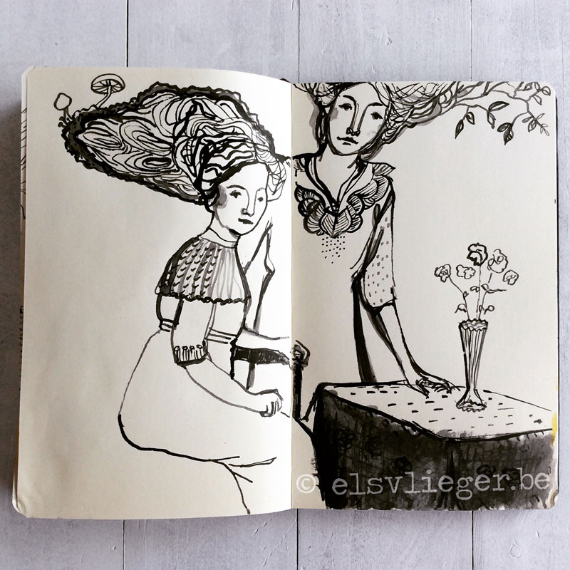 800x800 the two sisters els vlieger - Drawing Of Two Sisters