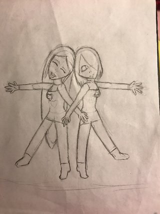 320x427 the sketch is done! i was going for two sisters the one - Drawing Of Two Sisters